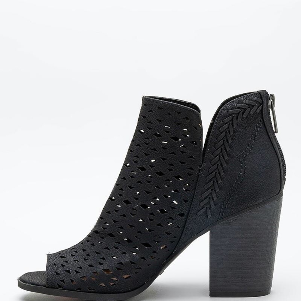 Indigo rd. black open toe bootie.